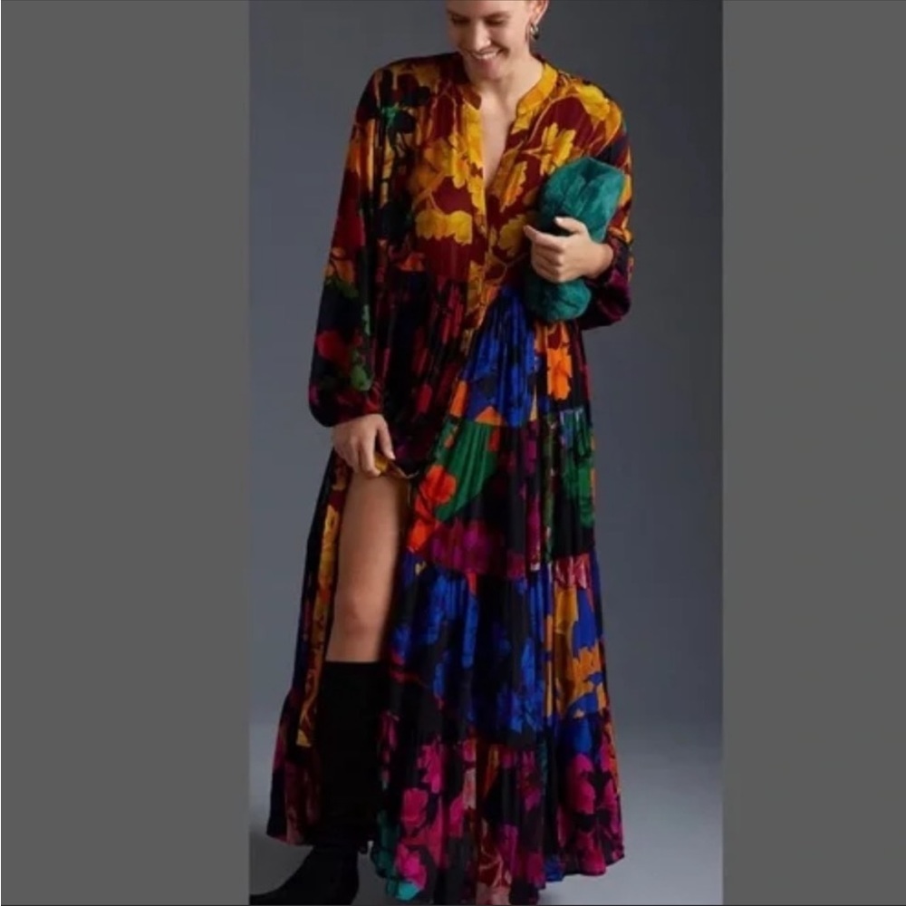 Anthropologie Siddhartha Bansal Button-Front Maxi Dress